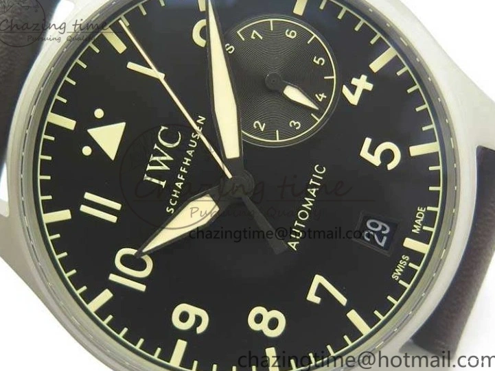 MIROTIME 0318 TimelessDesign Big Pilot IW510301 Satin-Polished SS YLF Best Edition Black Dial On Leather Strap A 7213